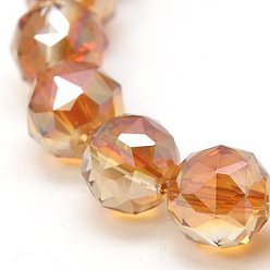 Шоколадный Стеклянные бусины с гальваническим покрытием , с полным покрытием блестки, граненые, круглые, цвет шоколада, 10 мм, отверстие : 1 мм