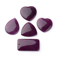 Purple Dyed Natural Gemstone Pendants, Mixed Shape, Purple, 48~67x35~48x6.5~7.5mm, Hole: 1.5~2mm