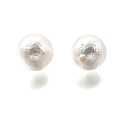 Белый Гальванизированные бусины из ракушек-жемчужин, половине просверлил, круглые, , белые, 10 мм, отверстие : 1.2 мм