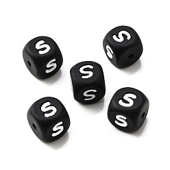 Letter S 20 шт. черные силиконовые бусины в виде кубических букв 12x12x12 мм квадратные бусины с алфавитом в виде кубиков с 2 мм отверстием прокладка свободные бусины с буквами для браслета, ожерелья, ювелирных изделий, letter.s, 12 мм, отверстие : 2 мм