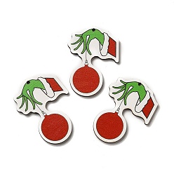 Другие Шаровые односторонние подвески из дерева с принтом, рождественские прелести, другие, 50x35.5x2.6 мм, отверстие : 2 мм