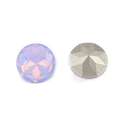 Violet K9 Glass Rhinestone Cabochons, Pointed Back & Back Plated, Faceted, Flat Round, Violet, 8x5mm