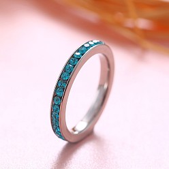 Аквамарин Красочные кольца с камнями, символизирующими знак зодиака, марш, Кольца из нержавеющей стали со стразами для женщин, аквамарин, размер США 9 (18.9 мм)