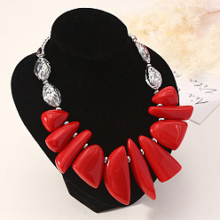 Красный Ожерелья из нерегулярных бусин из смолы, ювелирные изделия из сплава для женщин, платина, красные, 17.72 дюйм (45 см)