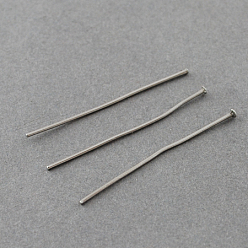 Stainless Steel Color 304 Stainless Steel Flat Head Pins, Stainless Steel Color, 40x0.7mm, Head: 1.6mm
