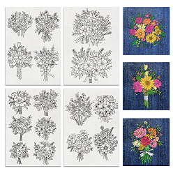 Цветок 4 листы 11.6x8.2 рисунки для вышивания дюймовыми палочками и стежками, водорастворимые стабилизаторы для вышивания нетканых материалов, цветок, 297x210 ттт