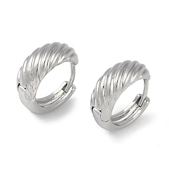 Платинированный Латунь обруч серьги для женщин, скрученный круассан, Реальная платина, 12x5 мм