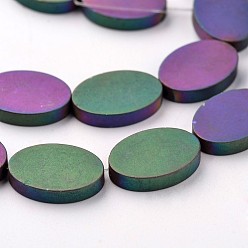 (966) Внутренний цвет Кристалл / Лиловато-лиловый на подкладке Гальванизировать немагнитных синтетический гематит бисер пряди, матовые, овальные, с покрытием разноцветным, 14x10x3 мм, отверстие : 1 мм, около 29 шт / нитка, 15.7 дюйм