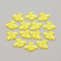 Желтый 2-отверстие кнопки акриловые, Пчелы, желтые, 17x22x3 мм, отверстие : 1.5~2 мм