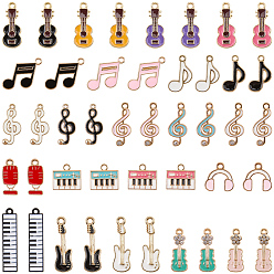 Mixed Color 20 Styles Alloy Pendants, Cadmium Free & Lead Free, with Enamel and Rhinestone, Mixed Shapes, Mixed Color, 13~32.5x7~22x1~3mm, Hole: 1.2~2mm