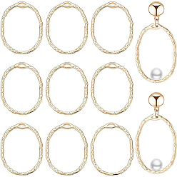 Настоящее золото 18K 14шт. латунные подвески с открытой задней частью, для diy уф смолы, эпоксидная смола, Прессованные цветочные украшения, овальные, без никеля , реальный 18 k позолоченный, 27x20x1.5 мм, отверстие : 1x3 мм