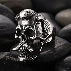 Античное Серебро Кольца из сплава для мужчин, череп старика, античное серебро, размер США 9 (18.9 мм)