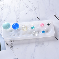 Белый Силиконовые формы, формы для литья смолы, для уф-смолы, изготовление ювелирных изделий из эпоксидной смолы, круглые, белые, 135x45x13x5 мм, внутренний диаметр: 4 мм, 6 мм, 8 мм, 10 мм, 12 мм, 16 мм, 20 мм и 22 мм