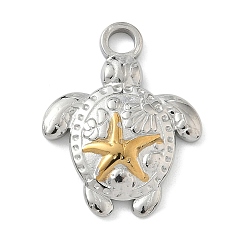 Turtle Серия океан 304 подвески из нержавеющей стали, золотые и нержавеющая сталь цвет, черепаха, 23x18x3 мм, отверстие : 3 мм