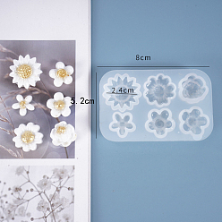 White DIY Silicone Molds, Resin Casting Molds, For UV Resin, Epoxy Resin Jewelry Making, Fondant Molds, Flower, White, 52x80x10mm