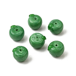 Зеленый Бусины лэмпворк , 3 d яблоко, зелёные, 12~13.5x11~11.5 мм, отверстие : 1.8 мм