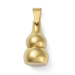 Golden Ion Plating(IP) Openable 304 Stainless Steel Urn Ashes Pendants, Gourd Charm, Golden, 24x13.5mm, Hole: 7.5x5mm