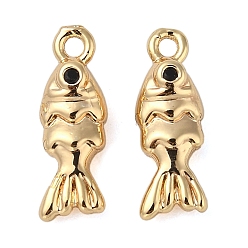 Настоящее золото 18K Латунные микро проложить кубического циркония подвески, без кадмия, без никеля и без свинца, рыбы прелести, реальный 18 k позолоченный, 14x5x4 мм, отверстие : 1.2 мм