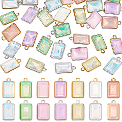 (52) Непрозрачная лаванда 56шт 14 цветные подвески из сплава стекла, прямоугольные, граненые, разноцветные, 19x12x6 мм, отверстие : 1.8 мм, 4 шт / цвет