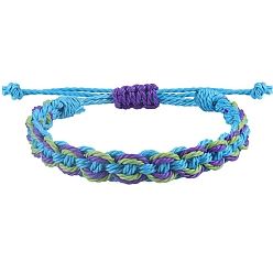 Темно-Голубой Регулируемые браслеты из плетеного воскового шнура для мужчин и женщин, глубокое синее небо, периметр: 6-1/4~11-3/4 дюйм (16~30 см)