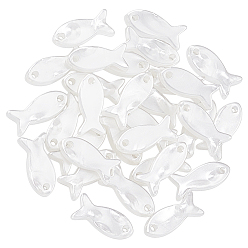 Белый 50шт 1-отверстие смоляные кнопки, рыба, белые, 15x6.5x3 мм, отверстие : 1.4 мм