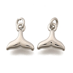 Платина Латунные подвески, прелести рыбий хвост, стойки покрытие, прочное покрытие, без кадмия и без свинца, с целью перехода в кольце, платина, 8.5x8.5x2.5 мм, отверстие : 2 мм