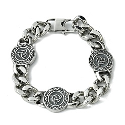 Antique Silver 304 Stainless Steel Sailing Knot Cuban Link Chains for Women Men, Antique Silver, 8-1/4 inch(20.8cm)
