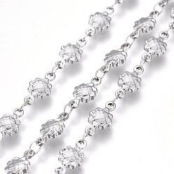 Нержавеющая Сталь Цвет Устойчивы к потускнению 304 цепи из нержавеющей стали, пайки, цветок, цвет нержавеющей стали, 10.5x5.5x2 мм