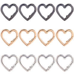 (52) Непрозрачная лаванда 24шт 3 цвета сплава пружинные затворные кольца, сердце, разноцветные, 25x26x3.3 мм, отверстие : 18 мм, 8 шт / цвет
