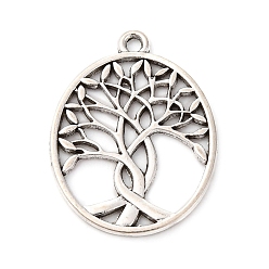 Античное Серебро Сплавочные подвески тибетского стиля, древо жизни, античное серебро, 31x24x1.5 мм, отверстие : 2 мм