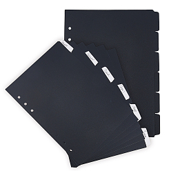 Black Plastic Notebook Index Divider Sheets, 6 Holes Tab Divider for Binder, Rectangle, Black, 210x158x0.4mm, 6pcs/set