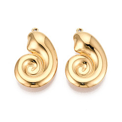 Настоящее золото 18K 304 подвески-улитки из нержавеющей стали, ионное покрытие (ip), реальный 18 k позолоченный, 29x18x4 мм, отверстие : 1.2 мм