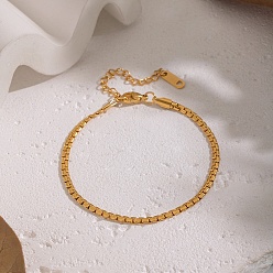 Настоящее золото 18K 2.7мм европейский стиль 304 браслеты из нержавеющей стали с цепочкой для женщин, реальный 18 k позолоченный, 7-1/8 дюйм (18 см)