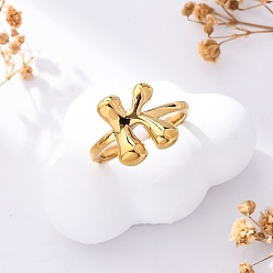 Letter K 304 открытые манжеты из нержавеющей стали для женщин, буквы, реальный 18 k позолоченный, Письмо K, 13~14x7~15 мм