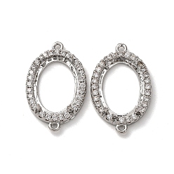 Платина Овальные латунные микропаве из прозрачного кубического циркония с коннекторами и оправами для кабошонов, настройки лотка для зубцов, долговечный, стойки покрытие, без свинца и без кадмия, платина, 21x13.5x4 мм, отверстие : 1 мм, внутренний диаметр: 14x10 мм