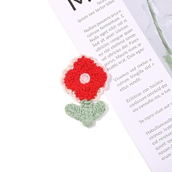 Красный Полотенце в форме цветка, стиль вышивки, хлопок, гладить/пришивать заплатки, аппликация, значки, для одежды, красные, 62x37 мм