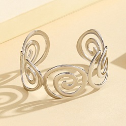 Нержавеющая Сталь Цвет 304 женские браслеты-манжеты из нержавеющей стали, полая спираль, цвет нержавеющей стали, 1-1/4 дюйм (3.3 см), внутренний диаметр: 2-1/4 дюйм (5.6 см)