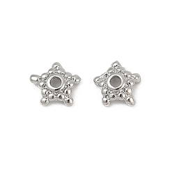 Платинированный Латунные бусины, звезда, Реальная платина, 6x6.5x2 мм, отверстие : 1.2 мм
