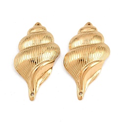 Другие 304 подвески из нержавеющей стали, золотые, очарование раковины, 41.5x23x5.5 мм, отверстие : 1.2 мм