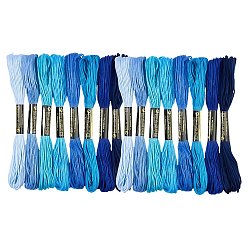 Синий 2 сумки 6 хлопчатобумажные нитки для вышивания, нитки для вышивки крестиком, для шитья своими руками, синие, 1.2 мм, около 8.20 ярдов (7.5 м) / моток, 8 цветов, 1 моток/цвет, 8 мотков/мешок