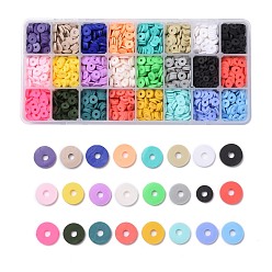 (52) Непрозрачная лаванда 240 g 24 цвета бусин из полимерной глины ручной работы., Heishi бусы, для поделок ювелирных изделий, Диск / плоские круглые, разноцветные, 8x1 мм, отверстие : 2 мм, 10 г / цвет