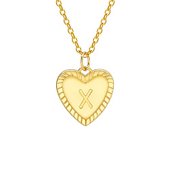 Letter X Золотистый тон латунный кабель цепочка буква сердце кулон ожерелья для женщин, Письмо X, 15.75 дюйм (40 см)