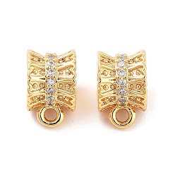 Настоящее золото 18K Латунные поручни из прозрачного кубического циркония с микропаве, колонка, реальный 18 k позолоченный, 9x7.5x6.5 мм, отверстие : 1.5 мм