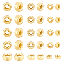 Настоящее золото 14K 30шт. 3 стиль 925 бусины-разделители из стерлингового серебра, пончик, реальный 14 k позолоченный, 3~5.5x1.5~2.8 мм, отверстие : 1.2~2 мм, 10 шт / комплект
