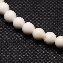 Floral White Natural Magnesite Round Beads Strands, Floral White, 8mm, Hole: 1mm, about 48pcs/strand, 15.74 inch
