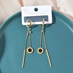 Настоящее золото 18K 304 плоские круглые серьги-кольца с кисточками из нержавеющей стали и кристаллами горного хрусталя, с ионным осаждением смолы (IP), реальный 18 k позолоченный, 76.5 мм