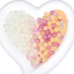 White 280Pcs Transparent Glass UV Reactive Beads, Color Changing Beads, Round, White, 8.5x7.5~8mm, Hole: 1.2mm