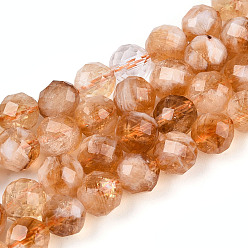 Желтый Кварц Природный желтый кварц нитей бисера, круглые, граненые, 7.5~8 мм, отверстие : 1 мм, около 23~26 шт / нитка, 7.36~7.72'' (18.7~19.6 см)