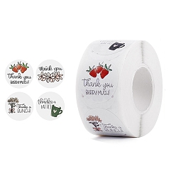 Разноцветный 500шт рулон наклеек, Спасибо, самоклеящиеся бумажные наклейки, для партии, декоративные подарки, красочный, 25x0.1 мм