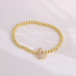 Letter L Женские браслеты из латуни с микропаве из прозрачных кубических цирконий, буквы, золотые, Письмо L, 6.69 дюйм (17 см)